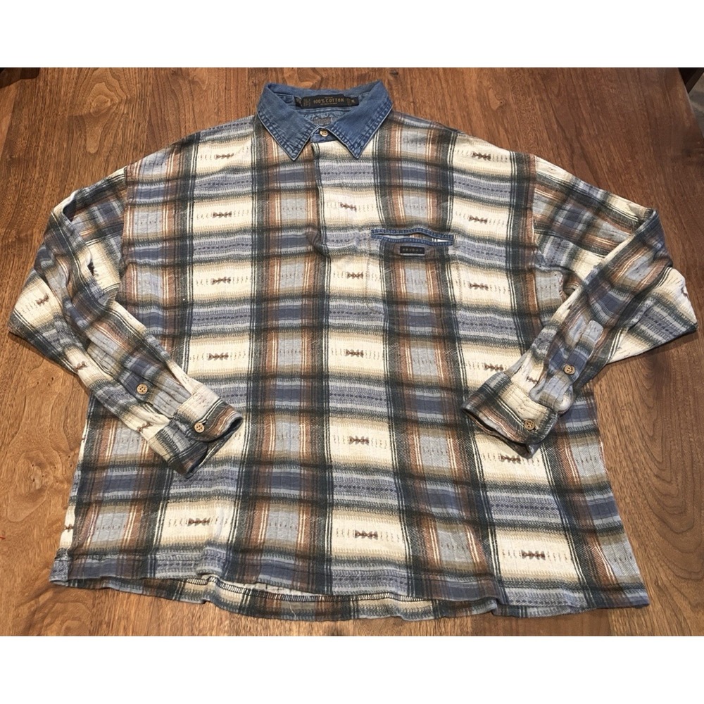 Friday Club by NRK Men's Plaid‎ Button Down Shirt XL Cotton Long Sleeve 90s